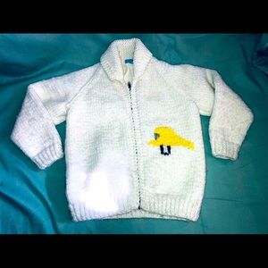 Hand knit wool zipper sweater